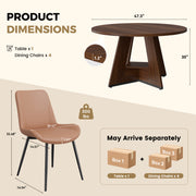 Hawsaiy 5 Piece Round Dining Table Set for 4, 47.3