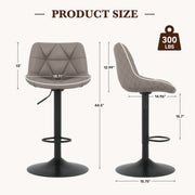Hawsaiy Bar Stools Set of 2/4, Adjustable Swivel Counter Height Bar Stools with Back, Upholstered Modern Barstools with Diamond Stitching