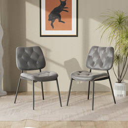 Hawsaiy Dining Chairs Set of 2, Mid Century Modern Upholstered PU Leather Kitchen Dining Room Accent Chairs with Metal Legs,Bentwood Cushion Seat for Living Room,Bedrooms