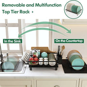 Hawsaiy 2-Tier Dish Rack with Utensil Holder & Drainboard - Rustproof Kitchen Dish Drying Rack, Space Saving Design for Countertop