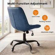 Hawsaiy Armless Office Chair with Rubber Wheels, PU Leather Desk Chair, Mid Back Adjustable Swivel Computer Chair, Small Space Vanity Task Chair