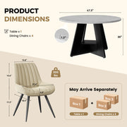 Hawsaiy 5 Piece Round Dining Table Set for 4, 47.3