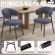 Hawsaiy Dining Chairs Set of 2/4/6, Mid Century Modern Boucle Upholstered Dining Chairs with Curved Backrest, Kitchen Dining Room Chairs with Black Metal Legs