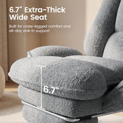 Hawsaiy Cross Legged Office Chair with Flip Armrests，Big and Tall Executive Office Chair, 135° Reclining Criss Cross Chair with Footrest & Lumbar Pillow