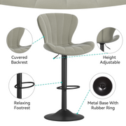 Hawsaiy Adjustable Upholstered Bar Stools Set of 2/4,Modern Counter Height Swivel Bar Chairs with High Backrest, Faux Leather Padded Seat for Kitchen Island