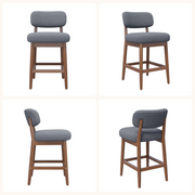 Hawsaiy Counter Height Bar Stools Set of 2/4, Mid Century Modern Boucle Barstools with Solid Wood Frame, Upholstered Kitchen Island Stools with Backrest & Footrest