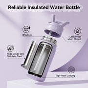 Hawsaiy 12oz Kids Water Bottle with Straw, Stainless Steel Insulated Toddler Water Bottle, Leak Proof BPA-Free Small Water Bottle for School Boys Girls