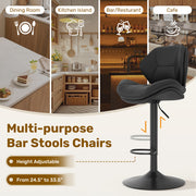 Hawsaiy Swivel Bar Stools Set of 2/4, Adjustable Height Faux Leather Bar Stools with Back, Double-Layer Upholstered Counter Height Bar Chairs for Kitchen Island