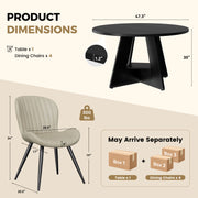 Hawsaiy 5 Piece Round Dining Table Set for 4, 47.3