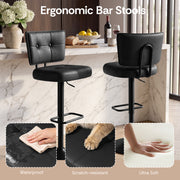 Hawsaiy Vintage Bar Stools Set of 2, Adjustable Swivel Counter Height Barstools, Tufted Faux Leather Kitchen Island Chairs with Footrest