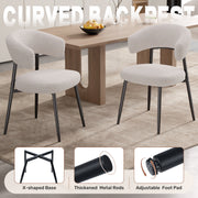 Hawsaiy Dining Chairs Set of 2/4/6, Mid Century Modern Boucle Upholstered Dining Chairs with Curved Backrest, Kitchen Dining Room Chairs with Black Metal Legs