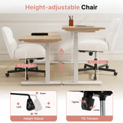 Hawsaiy Criss Cross Office Chair with Footrest, Oversized Sherpa Cross Legged Desk Chair, Height Adjustable Swivel Vanity Chair for Home Office Bedroom