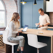 Hawsaiy Bar Stools Set of 2 Modern PU Leather Kitchen Counter Height Adjustable Swivel Barstool with Back
