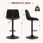 Hawsaiy Bar Stools Set of 2/4, Adjustable Swivel Counter Height Bar Stools with Back, Upholstered Modern Barstools with Diamond Stitching