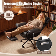 Hawsaiy Criss Cross Office Chair with Flip-Up Armrests and Headrest, 135° Reclining Executive Desk Chair with Side Pockets, Cross Legged Office Chair with Footrest & Wide Seat