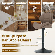 Hawsaiy Swivel Bar Stools Set of 2/4, Adjustable Height Faux Leather Bar Stools with Back, Double-Layer Upholstered Counter Height Bar Chairs for Kitchen Island