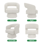 Nalupatio Swivel Barrel Accent Chair, Linen Fabric Upholstered Armchair with Wood Frame & Spring Support,Modern Comfy Lounge Sofa Chair with Round Back for Reading Living Room Bedroom,Beige