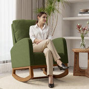 Nalupatio Rocking Chair Nursery, Reading Chair, Glider Accent Chair, Rocking Accent Chair with Wood Legs for Living Room, Bedroom Brown Coffee