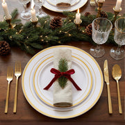 Hawsaiy 100/200PCS Disposable Plastic Plates Set, White Plates with Gold Rim, 7 Inch & 10 Inch Party Dinner Plates, BPA Free, Food Grade, Heavy Duty, Reusable