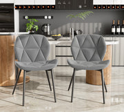 Nalupatio Modern Dining Chairs Set of 2, PU Leather Dining Room Chairs with Waterproof Surface and Metal Legs for Kitchen Restaurant and Living Room, Dark Blue