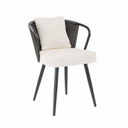 Hawsaiy Rattan Dining Chairs Set of 2, Upholstered Cane Back Kitchen Chairs with Metal Legs & Throw Pillow, Mid Century Modern Farmhouse Dining Room Chairs