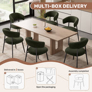 Hawsaiy Dining Chairs Set of 2/4/6, Mid Century Modern Boucle Upholstered Dining Chairs with Curved Backrest, Kitchen Dining Room Chairs with Black Metal Legs