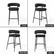 Hawsaiy Counter Height Bar Stools Set of 2, Pelletized Velvet Upholstered Modern Counter Stool,Low Back Barstools, Velvet Bar Chairs with Metal Legs,Beige