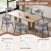 Hawsaiy Dining Chairs Set of 2/4/6, Mid Century Modern Boucle Upholstered Dining Chairs with Curved Backrest, Kitchen Dining Room Chairs with Black Metal Legs