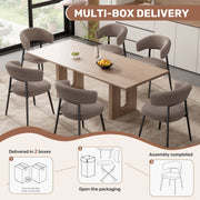 Hawsaiy Dining Chairs Set of 2/4/6, Mid Century Modern Boucle Upholstered Dining Chairs with Curved Backrest, Kitchen Dining Room Chairs with Black Metal Legs