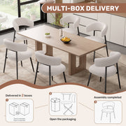 Hawsaiy Dining Chairs Set of 2/4/6, Mid Century Modern Boucle Upholstered Dining Chairs with Curved Backrest, Kitchen Dining Room Chairs with Black Metal Legs