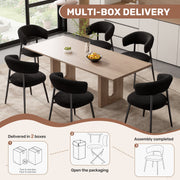 Hawsaiy Dining Chairs Set of 2/4/6, Mid Century Modern Boucle Upholstered Dining Chairs with Curved Backrest, Kitchen Dining Room Chairs with Black Metal Legs