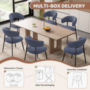 Hawsaiy Dining Chairs Set of 2/4/6, Mid Century Modern Boucle Upholstered Dining Chairs with Curved Backrest, Kitchen Dining Room Chairs with Black Metal Legs