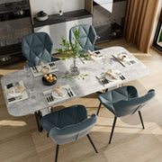 Nalupatio Modern Dining Chairs Set of 2, PU Leather Dining Room Chairs with Waterproof Surface and Metal Legs for Kitchen Restaurant and Living Room, Dark Blue