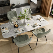 Nalupatio Modern Dining Chairs Set of 2, PU Leather Dining Room Chairs with Waterproof Surface and Metal Legs for Kitchen Restaurant and Living Room, Dark Blue