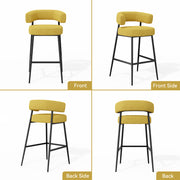 Hawsaiy Counter Height Bar Stools Set of 2, Pelletized Velvet Upholstered Modern Counter Stool,Low Back Barstools, Velvet Bar Chairs with Metal Legs,Beige