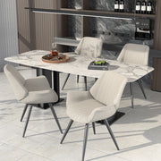 Hawsaiy Mid Century Modern Faux Leather Dining Chair Set of 2/4 with Upholstered Seat and Metal Legs