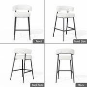 Hawsaiy Counter Height Bar Stools Set of 2, Pelletized Velvet Upholstered Modern Counter Stool,Low Back Barstools, Velvet Bar Chairs with Metal Legs,Beige