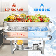 Kerilyn Chafing Dishes for Buffet 4 Pack, 9QT Full Size Rectangular Chafing Dish Buffet Set, Stainless Steel Chafers and Buffet Warmers Set, Food Warmers for Parties, Weddings, Banquets, Catering Events