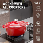 Kerilyn 4.5 QT Enameled Oval Dutch Oven Pot with Lid and Dual Handles, Cast Iron Dutch Oven for Cooking, Bread Baking, Non-stick Enamel Coated Cookware