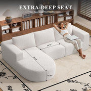 Luxanimarion Modular Sectional Sofa with L-Shape Chaise,Cloud Sectional Modern Sleeper Couch with Deep Seat,Sponge Compression Sofas No Assembly Required (Beige-Corduroy Fabric)