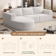 Luxanimarion Modular Sectional Sofa with L-Shape Chaise,Cloud Sectional Modern Sleeper Couch with Deep Seat,Sponge Compression Sofas No Assembly Required (Beige-Corduroy Fabric)