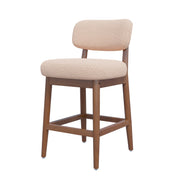 Hawsaiy Counter Height Bar Stools Set of 2/4, Mid Century Modern Boucle Barstools with Solid Wood Frame, Upholstered Kitchen Island Stools with Backrest & Footrest