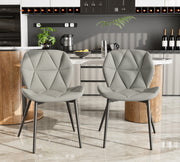 Nalupatio Modern Dining Chairs Set of 2, PU Leather Dining Room Chairs with Waterproof Surface and Metal Legs for Kitchen Restaurant and Living Room, Dark Blue