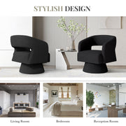 Hawsaiy Swivel Barrel Accent Chair Set of 1/2, Linen Fabric Upholstered Armchair with Wood Frame & Spring Support,Modern Comfy Lounge Sofa Chair with Round Back for Reading Living Room Bedroom