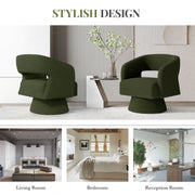 Hawsaiy Swivel Barrel Accent Chair Set of 1/2, Linen Fabric Upholstered Armchair with Wood Frame & Spring Support,Modern Comfy Lounge Sofa Chair with Round Back for Reading Living Room Bedroom