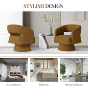 Hawsaiy Swivel Barrel Accent Chair Set of 1/2, Linen Fabric Upholstered Armchair with Wood Frame & Spring Support,Modern Comfy Lounge Sofa Chair with Round Back for Reading Living Room Bedroom