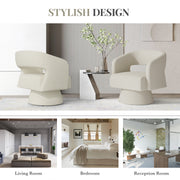 Hawsaiy Swivel Barrel Accent Chair Set of 1/2, Linen Fabric Upholstered Armchair with Wood Frame & Spring Support,Modern Comfy Lounge Sofa Chair with Round Back for Reading Living Room Bedroom