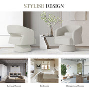 Hawsaiy Swivel Barrel Accent Chair Set of 1/2, Linen Fabric Upholstered Armchair with Wood Frame & Spring Support,Modern Comfy Lounge Sofa Chair with Round Back for Reading Living Room Bedroom