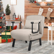 Nalupatio Versatile Convertible Armchair Sofa with Pillow - Foldable, Linen/Fabric, Steel Frame for Home & Office Use,