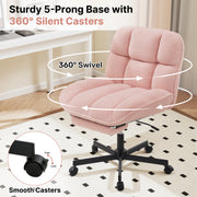 Hawsaiy Criss Cross Office Chair with Footrest, Oversized Sherpa Cross Legged Desk Chair, Height Adjustable Swivel Vanity Chair for Home Office Bedroom